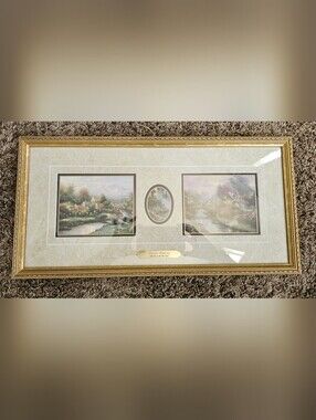 Gentle Streams Print Thomas Kinkade Matted Framed Art frame gold 19 × 9.5" Wall